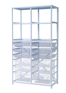 Tall double frame set with trays and baskets