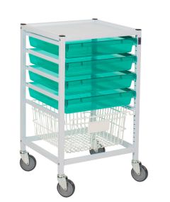 Classic Hospital Trolley With 4 Trays and Basket